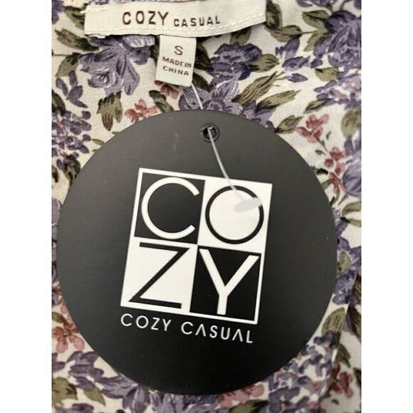 Ladies Small Purple Floral Sleeveless Blouse Smocked Ruffled Button Ties NWT - Picture 5 of 6